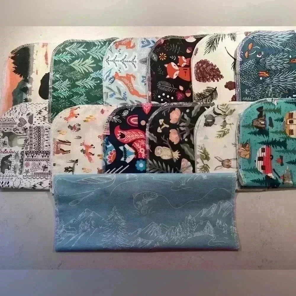 Unpaper Towels Flannel Towels‎ Reusable Napkins Handmade NEW NWT Woodland